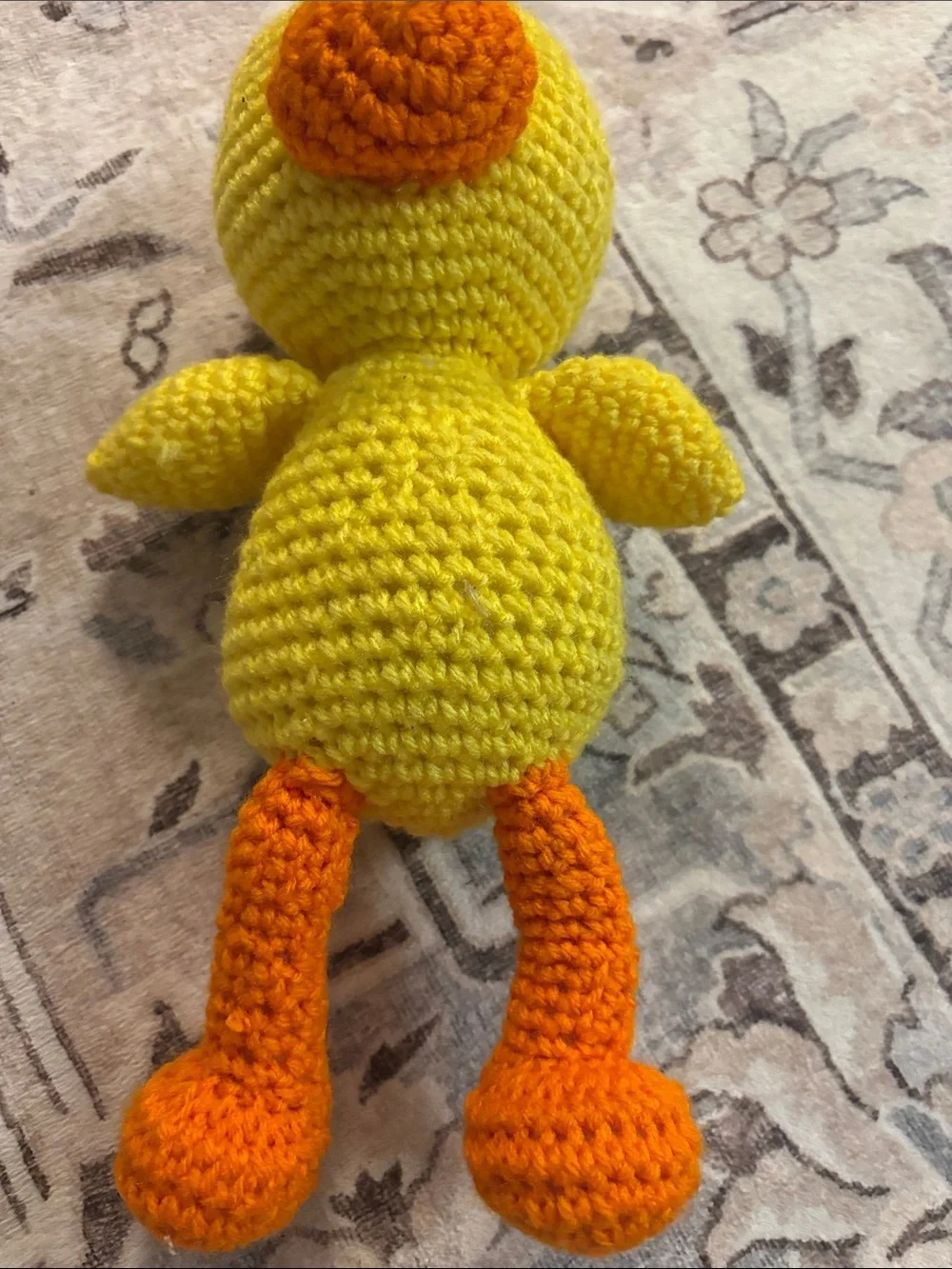 Handmade Yellow & Orange Crochet Duck Plush Bird Toy